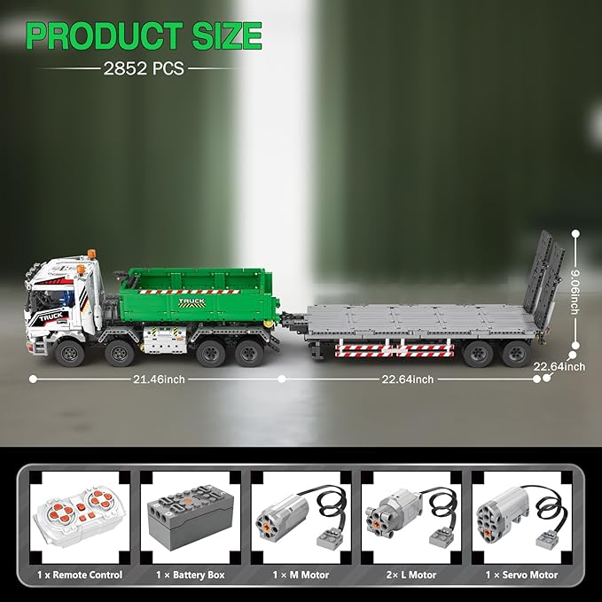 Reobrix 4 in 1 City Construction Building Toys RC Truck Vehicles Set Toys for Adults and Boys APP &amp Remote Control Transport Truck Building Toys DIY Educational Gift for Boys 14+ (2852 PCS)
