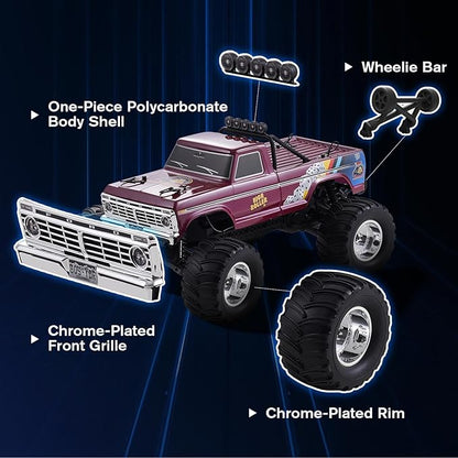 FMS 1/10 RC Truck Ford F-1002WD Monster Truck with Licensed Body 550 Brushed Motor Oil Shocks Independent Suspension – All-Terrain RC Crawler High Speed Off-Road RC Car for Gift(Red First Blood)