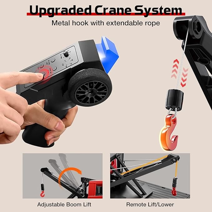 ARRIS MN82T 1/12 RC Rock Crawler Climbing Truck with Crane Hook Toyota LC794WD Off Road RC Car with LED Lights 2.4GHz Full Proportional Control RTF Toy Vehicle Gifts