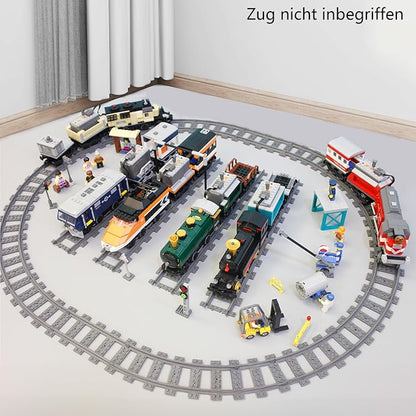 103pcs-City Train Tracks Extension Accessory Set Compatible with Major City Train Sets 60205 60238 Railroad Building Toy for Kids Gift for Train Enthusiasts-40 Curved 56 Straight 7 Crossing Rails