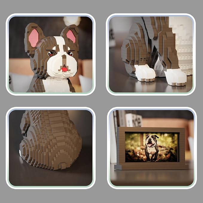 Animal Dog Model Pet French Bulldog Micro Building Blocks Set (2726 Pieces) with Secret Hidden Storage Box Inside Ideal Toy for Dog Lovers Kids &amp Adults