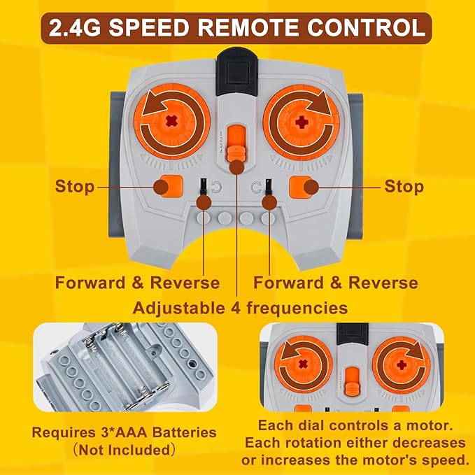 4 Pcs Train Motor kit Power Function Train Motor Set Science and Technology Power Function Kit Remote Battery Box Receiver Set