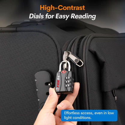 Forge TSA Approved Luggage Locks - Black 2 PK