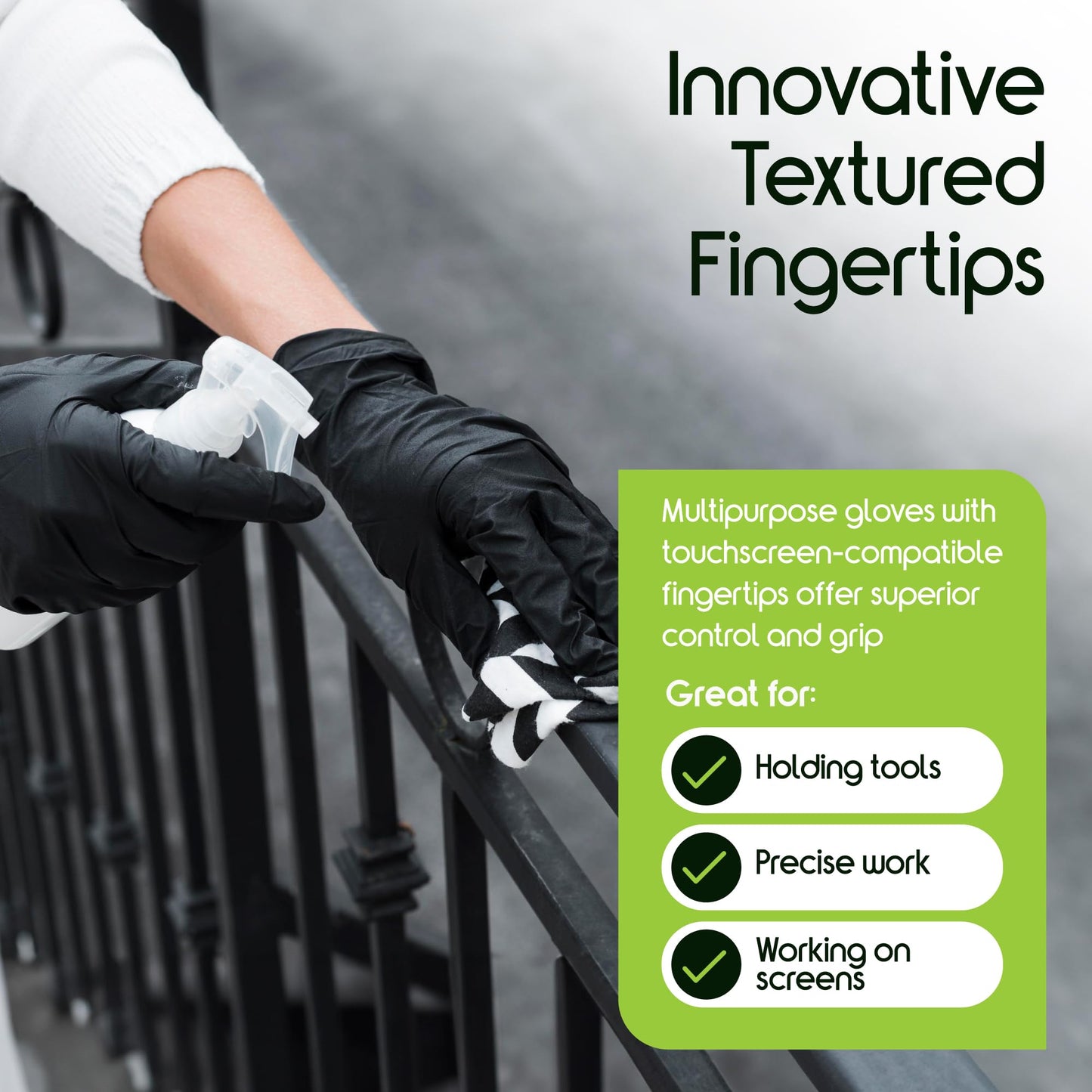 Inspire Black Nitrile Gloves | THE ORIGINAL Quality Black Disposable Glove Latex Free | 4.5 Medical Cooking Cleaning Mechanic Case of 1000 size M