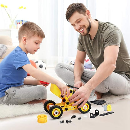 STEM Toys Kids Building Toys – 100 Piece 8-in-1 DIY Learning Construction Toy Set Educational Kids Building Toys for Boys and Girls Mechanical Engineering Gifts Sets for Ages 5 6 7 8 9 + Years Old