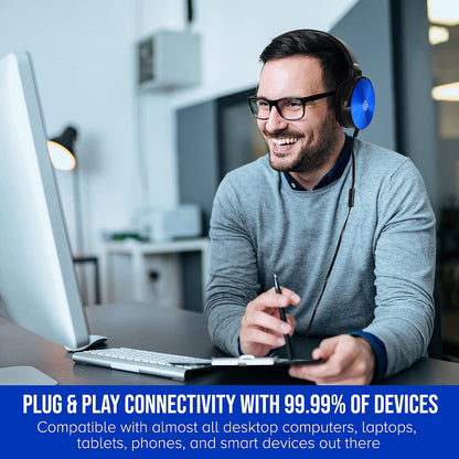 Premium Classroom Headphone with Microphone (5 Pack) - Kids Wired Earphones with Mic for School Students K-12 & Teachers, Soft Swivel On Ear Pads- Perfect for E-Learning, Meetings, Calls -(Colorful)