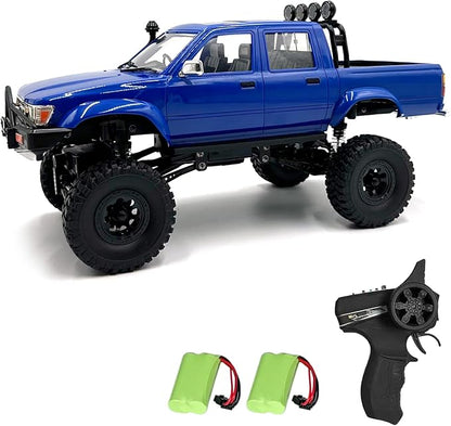 RC Rock Crawler WPL C64-1 RC Truck 1:16 Scale 2.4GHz Remote Control Truck 4WD All Terrain Off-Road RC Crawler with LED Lights and 2 Rechargeble Batteries for Adults (Blue)