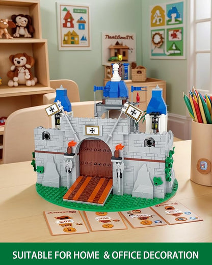 Medieval Knight Castle Building Blocks Set – Comes with 12 Knights Figures  Compatible with Lego Medieval Town Square House Toys  for Adults &amp Children Ages 6+