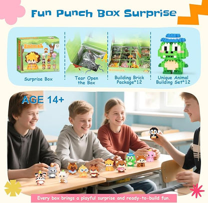 Party Favors Micro Animal Building Sets Easter 12 Pack Punch Box Surprise Mini Builds Goodie Bag Stuffers Gift Christmas Birthday Ages 14+