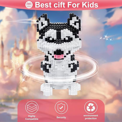 Micro Dog Building Husky Set DIY Animal 3D Puzzle Building Toy Bricks Set Educational Particle Building Blocks Toys Kits Gifts for Kids or Adults (4800 Pieces)