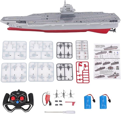 GoolRC RC Boats RC Warship Military Battleship 20KPH High Speed Remote Control Boat for Pools and Lakes 2.4GHz DIY Naval Forces Aircraft Carrier Model Kit with 2 Rechargeable Batteries