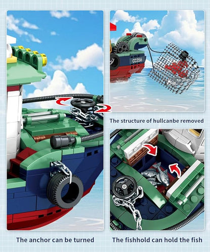 City Ocean Fishing Boat Building Sets Compatible with Lego City Boat Sea Fishing Ship Building Set Collection Decoration Gifts for Boys 6-12 Years Old (582 Pcs)