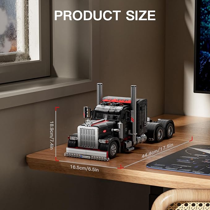 Mould King Semi Truck Toys Building Sets Collectible Trucks Vehicle Trailer Model Build and Display 10037 STEM Project Blocks Kits Decor for Adults and Aged 14+ (1814 Pieces)