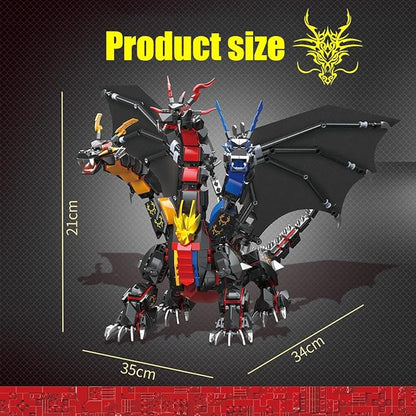 Dragon Series Dark Three Headed Dragon King Building Blocks Set （1400PCS）-Building Set Model Toys Gifts for Kid and AdultInteresting Gifts for Dragon Enthusiasts