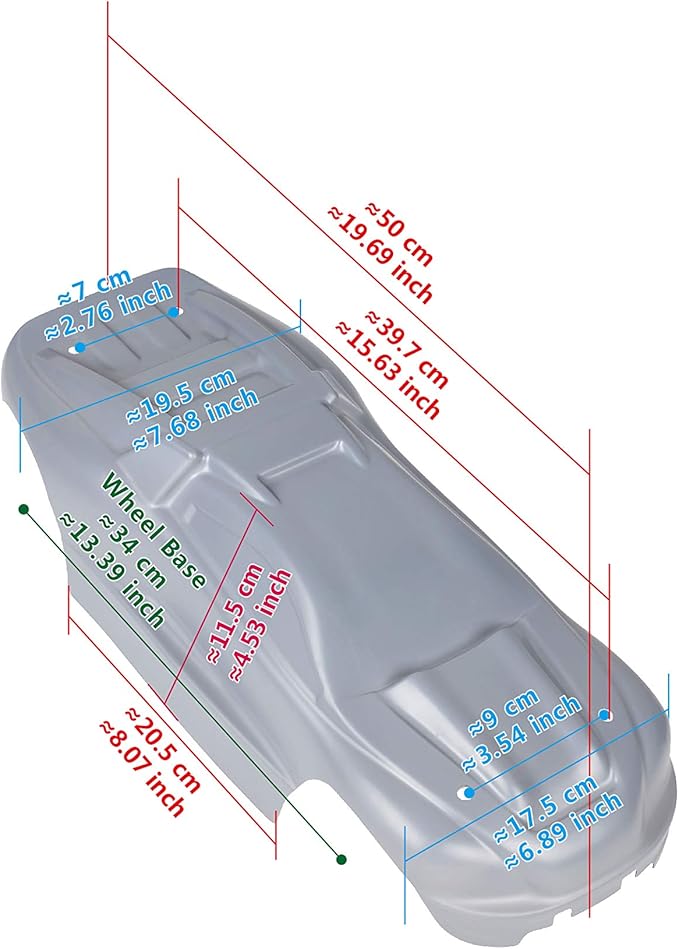 SummitLink Custom Body Muddy Blue Over Black Style Compatible for E-Revo 1/10 Scale RC Car or Truck (Truck not Included) ER-BB-01