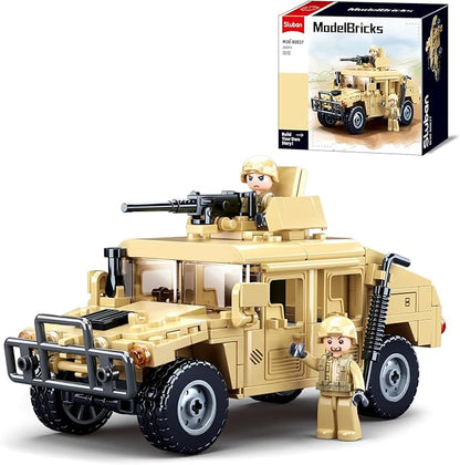 Off-Road Military Vehicle Set Inspired by WW2 Army Toys Model Kit with 2 Action Soldier Minifigures Gifts for Boys and Girls Aged 6-12 Compatible with Lego Set 265 PCS