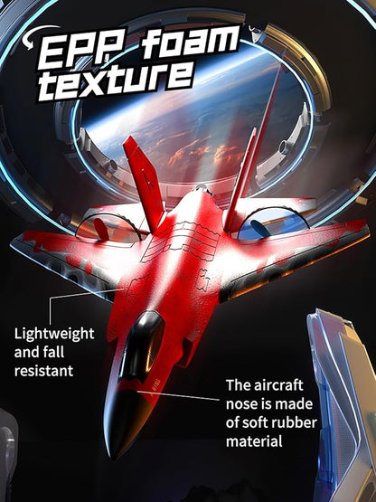 F35 RC Airplane Easy to Fly Foam RC Plane Remote Control Plane 2 Channel with Smart Gyro/Lights/Battery Rc Glider Jet Toy Gift for Kids Boys Adults 8-16 Year Old (Red)