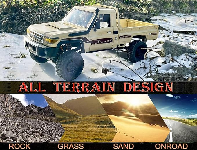 RC Truck 1/12 RC Rock Crawler 4x4 Toyota Land Cruiser Remote Control Pickup Off Road RTR 2.4GHz All Terrain with 280 Brushed Motor Proportional Throttle Steering for Adult MN-82