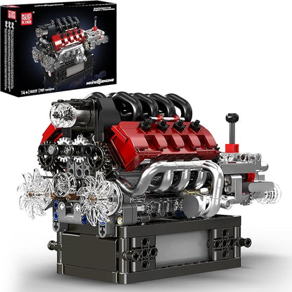 Mould King 10227 V8 Engine Model Kit 787+Pcs Mini V8 Engine Kits that Runs Build Your Own Car Model Engine with Gearshift &amp Motor Building Blocks for Adults DIY Construction Engineering Toy
