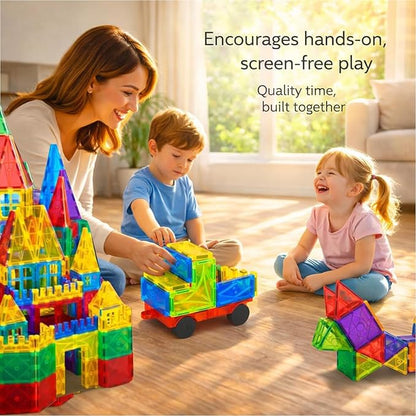 LATI 130-Piece Magnetic Tiles Building Toy Large Set for KidsMagnetic Building Blocks Construction SetOpen-Ended Play STEM Educational ToyCompatible with Other BrandsGift for Boys &amp Girls Ages