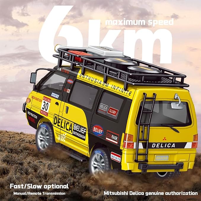 Delica RC Car1/24 Scale Station Wagon 2.4Ghz Remote Control Truck 4WD RC CrawlerEquipped with Cool LED LightsOff Road Vehicle Model Suitable For Adults (4WD-Black)