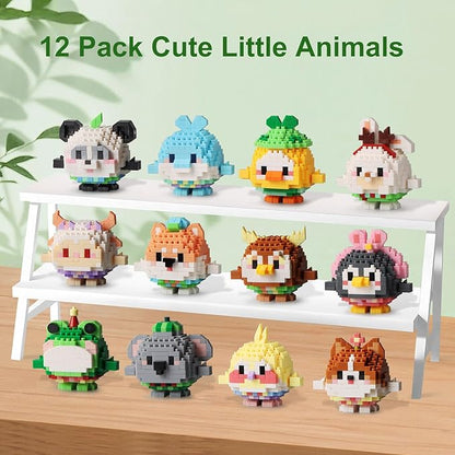 HIGH GODO 12Pack Animals Easter Party Favors Building Set 2491PCS Mini Cute Animals Building Blocks for Goodie Bag Stuffers Party Favors Birthday Gifts for Adult Teens 14+