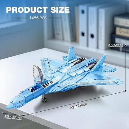 Reobrix SU-57 Fighter Jet Building Set Fighter Airplane Model Kit 33030 for Adults Military Plane Model Kit for Men Cool Decor Military Toys Ideal Gifts for Military Fans Kids 14+(1456PCS)