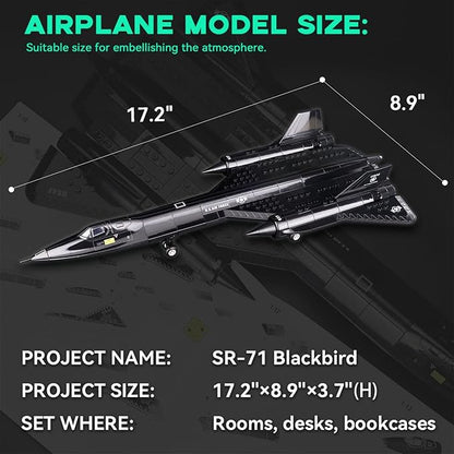 ArtorBricks SR-71 Reconnaissance Blackbird Airplane Military Building Set with Display Stand - 183Piece Model Kit for Adults Collectors &amp Hobbyists