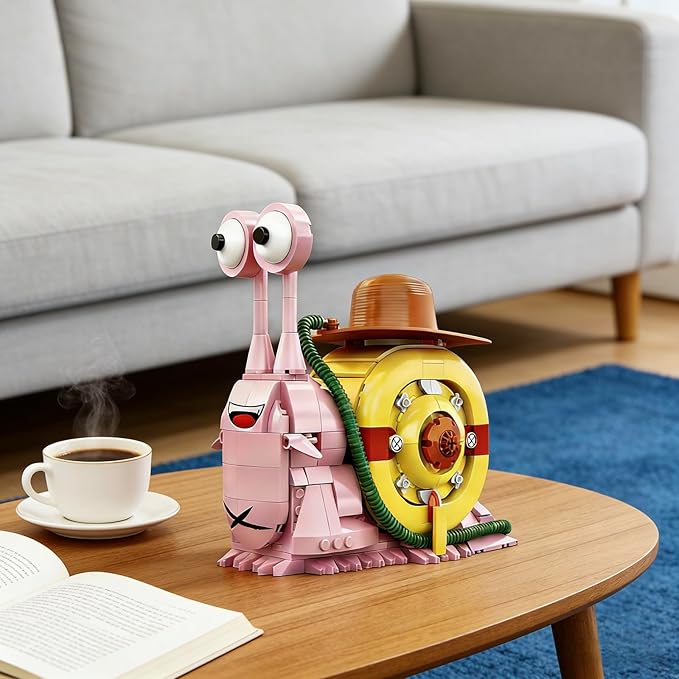 Snail Figure Building Blocks Set - 573 Piece One Pink Creative Anime Phone Bug Japanese Manga Toy for Decor Birthday Gifts for Fans
