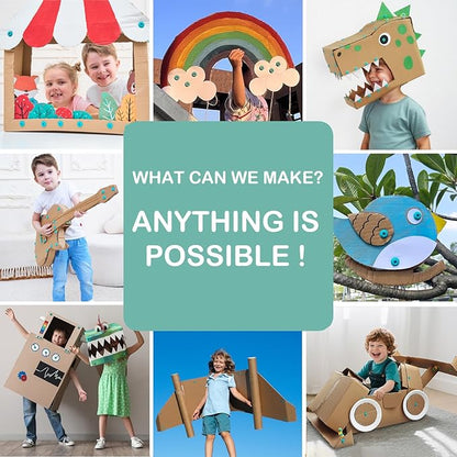 Cardboard Tools for Kids with Cutter &ampTool Box 87 PCS Cardboard Construction Kit for Family &amp Team Activities Creative STEM Educational Toys Gift for Boys and Girls Aged 5+