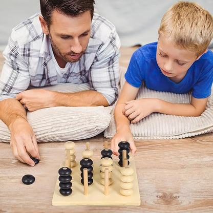 Wooden Board Game 1 Set Logical Training Toy Brain Teaser Toys 3D Four in a Row Game Table Games Brain Teaser Chess Puzzle for Desktop Aldult Parent-Child Wooden Backgammon