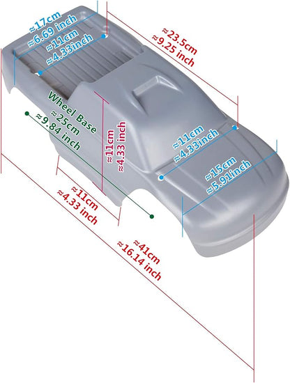 SummitLink Custom Body Compatible for 1/10 Scale RC Car or Truck (Truck not Included) (Sand Color Racing Stripes)