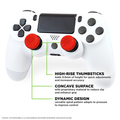 KontrolFreek FPS Freek Inferno Performance Kit for PlayStation 4 Controller (PS4) | Includes Performance Thumbsticks and Performance Grips | Red