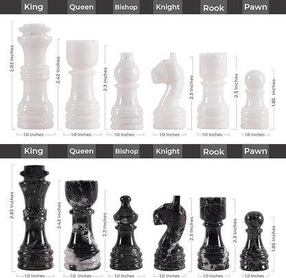 Marble Chess Set for Adults with Complementary Storage Box 15 White &amp Black Handmade Chess Board Game Luxury Board Games for Adults with Extra Queens