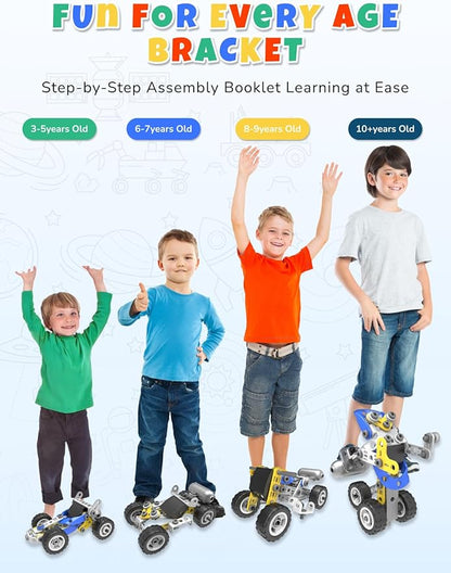 10 in 1 STEM Toys for 5 Year Old Boy Building Toys for Kids Ages 4-8 5-7 6-8 STEM Engineering Construction Kit with Electric Motor Educational Science Gift for 5 Year Old Boys