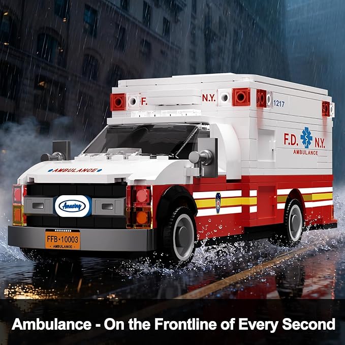 Ambulance Building Set Emergency Rescue Vehicle Model Kit Collectible Display Model for Adults &amp Teens 14+ Compatible with Lego Ambulance Set 660 PCS