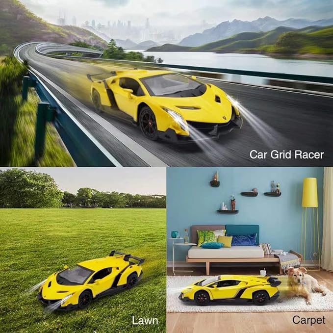 Remote Control Car RC Cars Racing Car 1:18 Licensed Toy RC Car Compatible with Lamborghini Model Vehicle for Boys 678 Years Old Yellow