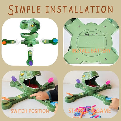 Classic Feed Dinosaur Board Game Multiplayer Action Shooting Game Dino Eating Bones Toy Fun Reaction-Speed Challenge for Kids Exciting Family &amp Party Game for 2–4 Players Ages 3+