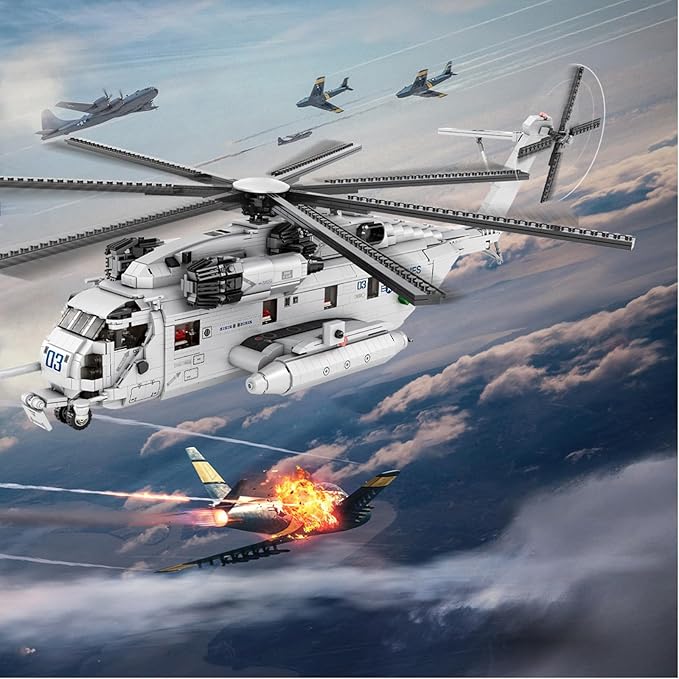 JMBricklayer CH-53 Helicopter Building Set 60008 Military Transport Helicopter Toy Aircraft Model Kit Ideal Airplane Toy Gifts for Adults and Military Fans