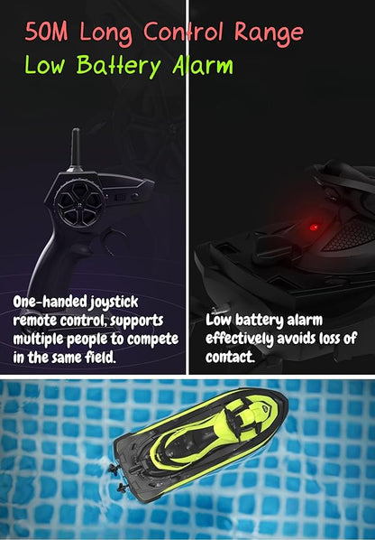 2.4 GHz RC Motorboat for Kids &amp Adults 10 km/h High-Speed Dual-Motor Electric Racing Jet Ski Toy 50 m Range 20 min Play Low-Battery Alarm Pool &amp Lake Ready (Green)