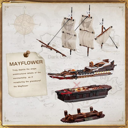 TYCOLE Pirate Ship Building Set with Lights - Mayflower Ship Model ToyGreat Home&ampOffice Decoration for Pirates FansIdea Choice for Adults and Boys Aged 8-14 as Birthday Christmas Gifts(2076PCS)