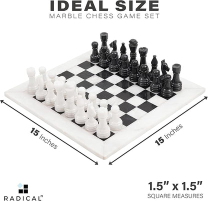 Radicaln Marble Chess Set 15 Inches Handmade White and Black Luxury Board Games for Adults Ideal Marble Chess Board Game Set &amp Chess Pieces for Home Decor