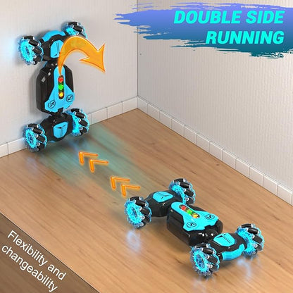 Gesture Sensing Remote Control Stunt Car - Boys Toys Age 6-8-12 4WD Hand Controlled RC Twist Car with Light &amp Music Cool Birthday Presents and Ideas Gifts for Kids Age 3 4 5 6 7 9 10 11 12 Years