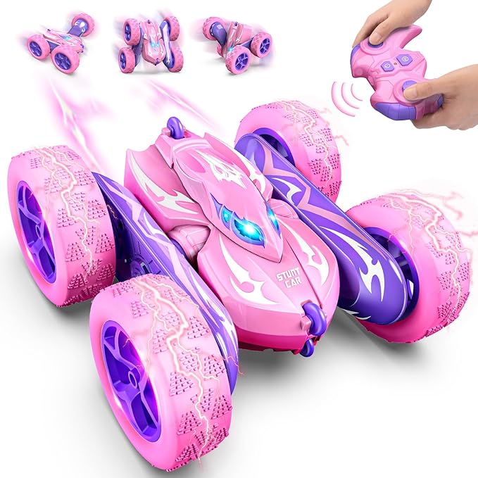 Remote Control CarRC Cars for 4 5 6 7 8 9 10 11 12 Year Old Girl Double Sided 360°Flip 4WD Rechargeable Drift RC Race Car Girls Toys Birthday Gifts Easter Basket Stuffers for Kids Age 4-12