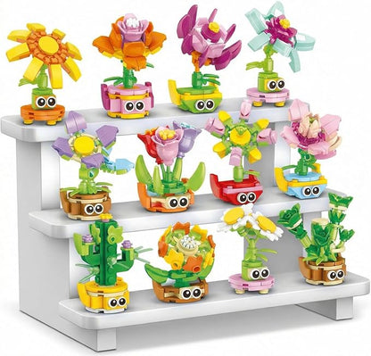 12-in-1 Flower Building Set Botanical Collection Floral Decor Kit Creative STEM Toy Christmas Birthday Easter Gift for Kids Girls Boys 6+ Years Old