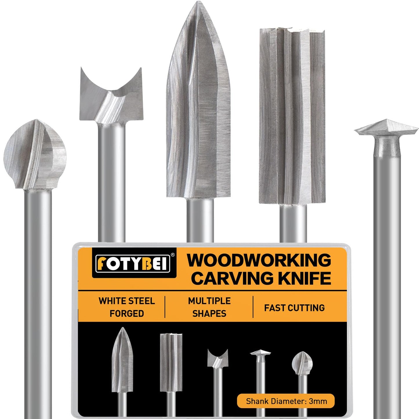 Wood Carving Drill Bits Set Compatible with Dremel Rotary Tool 5 Different Engraving Drill Accessories Bit Wood Grinding Woodworking Tool with 3mm Shank for DIY Carving Drilling Micro Sculpture