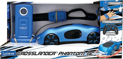 LEXiBOOK Crosslander Phantom RC Remote Control Racing car with Smoke Jets up to 15 km/h Drift Mode Classic and Gesture Remote Control Sound and Light Effects Blue RC65