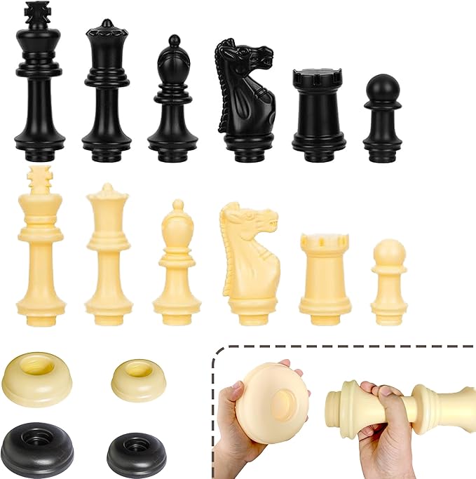 King Size Giant Chess Set with 10 Inch Pieces - Oversized Plastic Chess Game for Indoor/Outdoor Use with Waterproof Mat and Storage Box for Kids Adults Family Fun