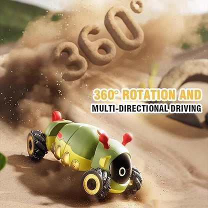 Rc Stunt Remote Control Car Toys 4WD Hand Remote-Controlled Bionic Caterpillar Car and Lights &amp Insect Chirping Effects360° Stunt Drift &amp Most Terrains 3-12 Year Old Boys Girls Gift (Green