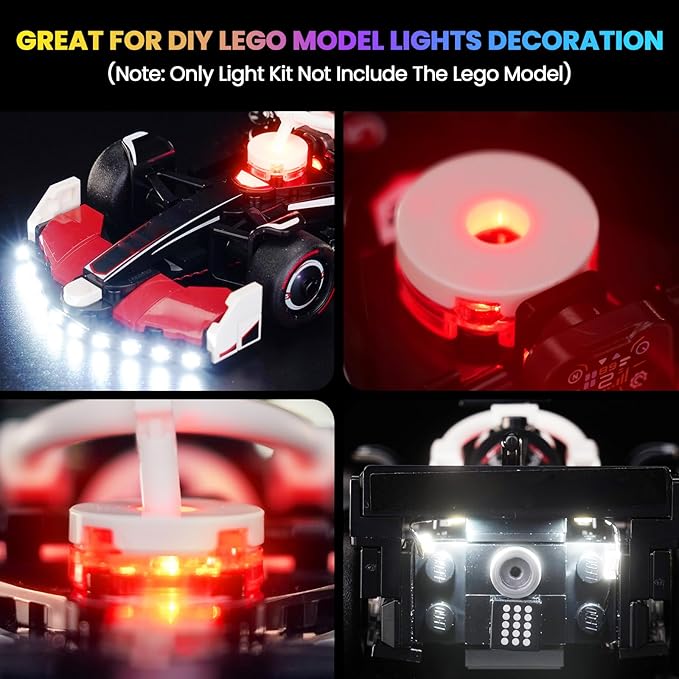 Upgraded Led Light Kit Compatible with Lego MoneyGram Haas F1 Team VF-24 Race Car Building Set Lights Decoration Compatible with Lego 77250 (Model Not Included)